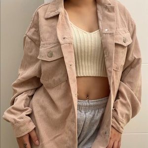 Dusty pink button up corduroy overshirt
